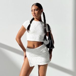 princess polly white ‘kian’ two-piece skirt and top set